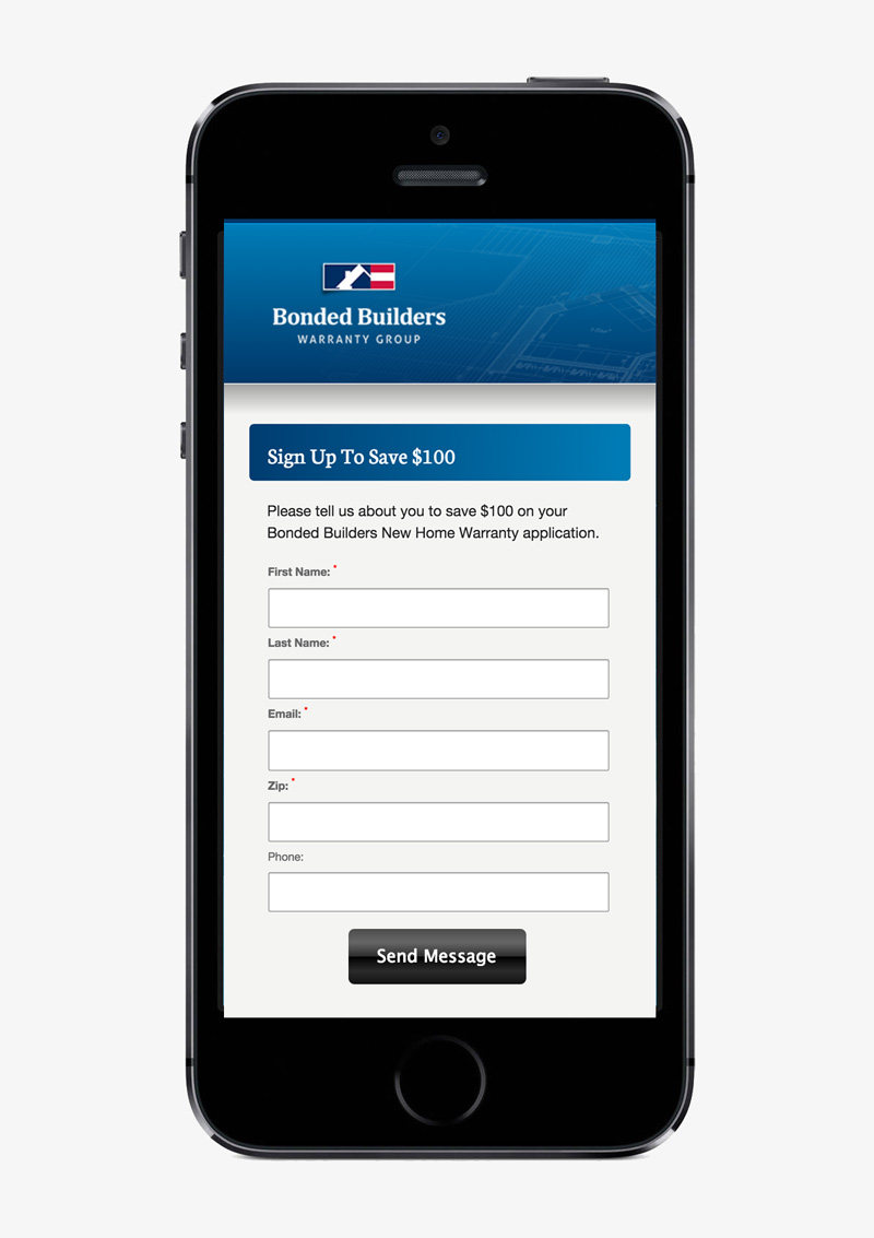 Bonded Builders ad landing page signup form