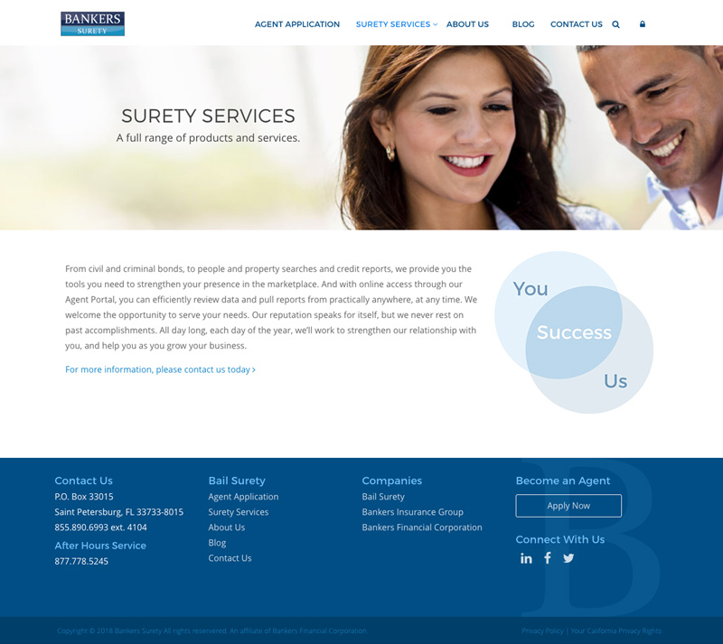 Bankers Surety Services page