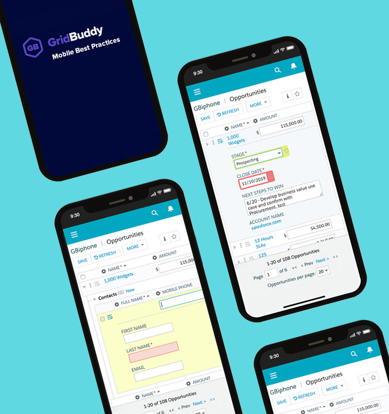 GridBuddy Mobile screens