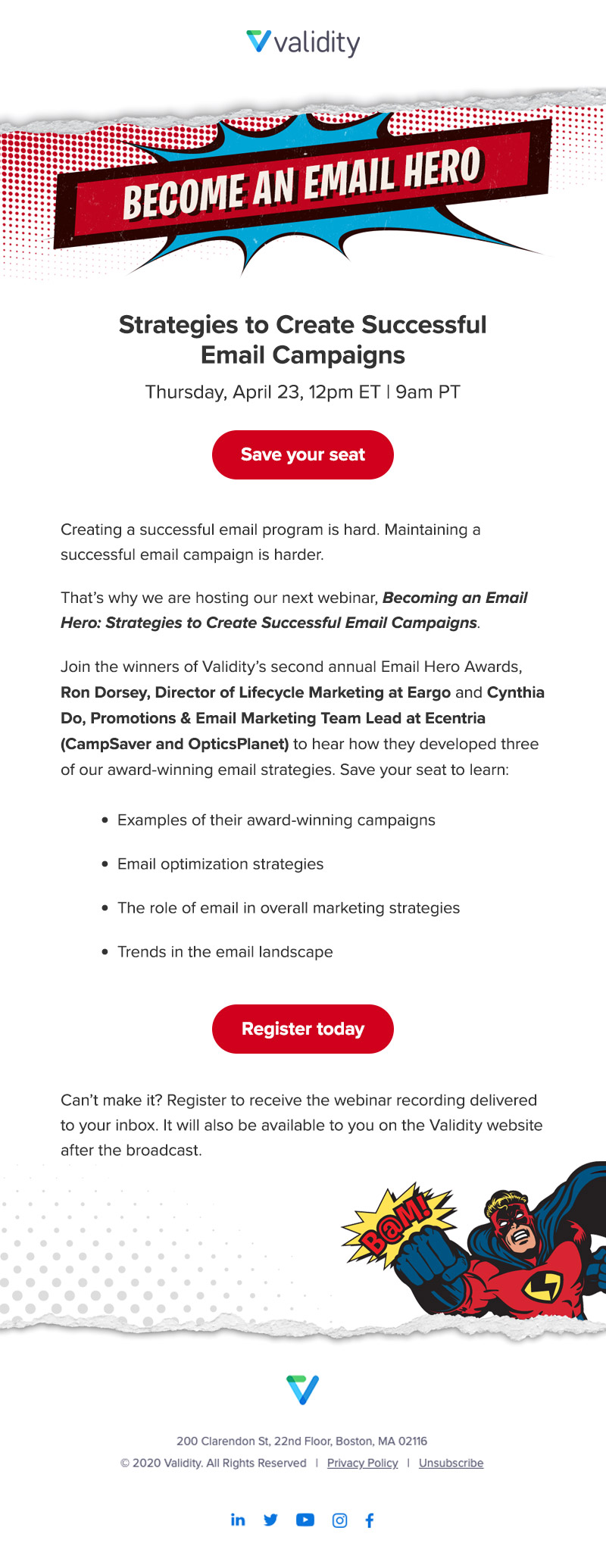 Become an Email Hero, webinar invitation