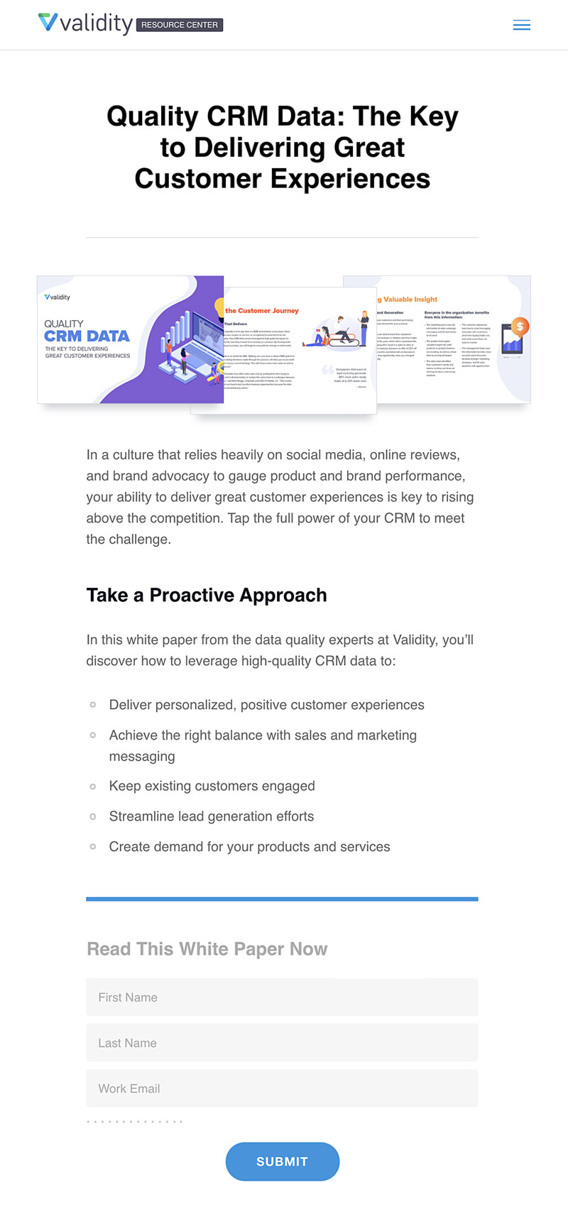 Quality CRM Data eBook landing page